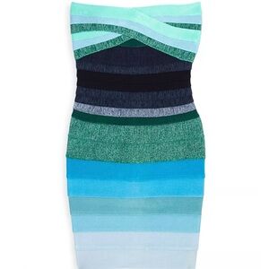 Katiej nyc Strapless Dress in Aqua and Teal